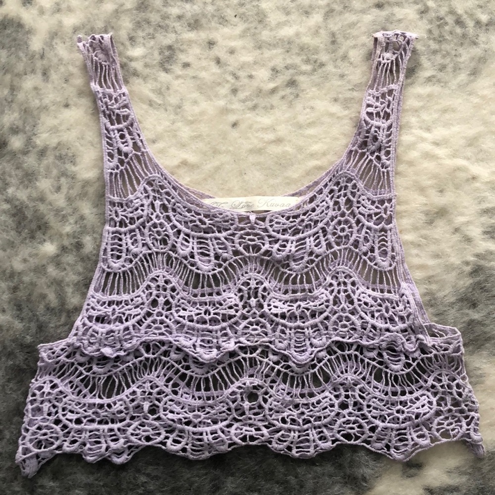Cropped lavender crochet top